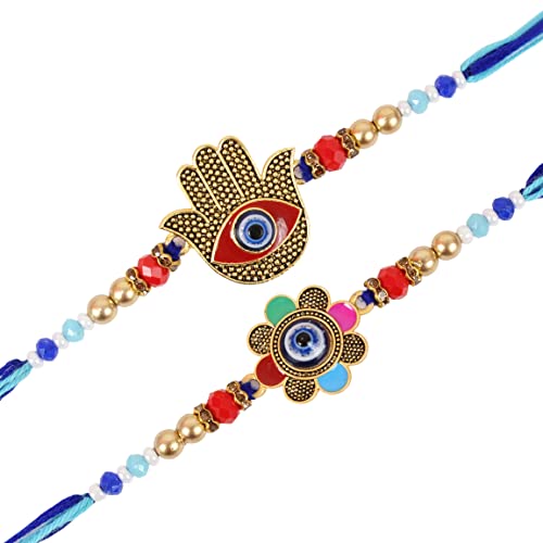 TIED RIBBONS Rakhi for Brother Set of 2 Rakhi Set for Brother Rakhi | Greeting Card | Roli Chawal Tika - Raksha bandhan Rakhi Bracelet for Brother | Bro Rakhi Thread | Rakhi for Bhaiya