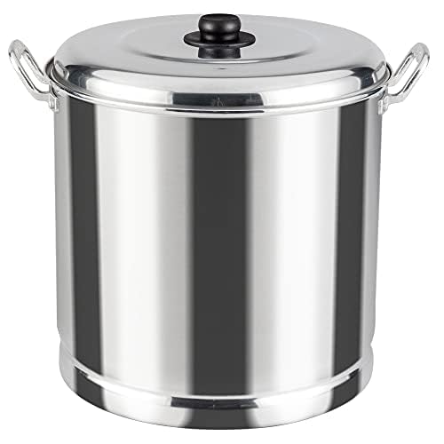 Vasconia 27.5-Quart Steamer Pot (Aluminum) with Tray & Aluminum Lid for Most Stoves (Hand-Wash only) Large Stock Pot for Tamales, Steaming, Boiling & Frying - Makes Seafood, Pasta, Veggies & More