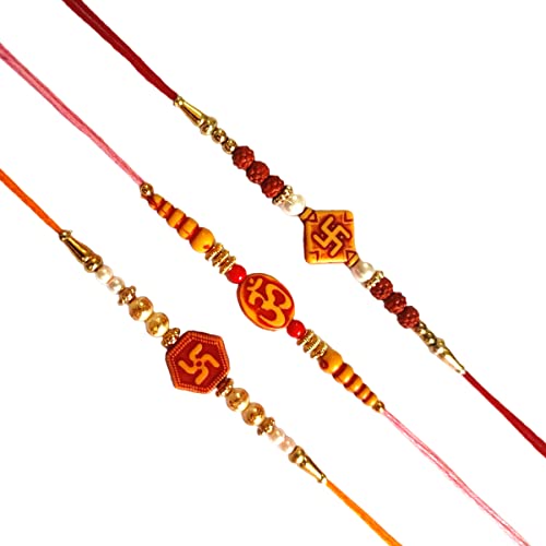 USA HOUSE Set of 3 Rakhi for Brothers,Traditional Rakhi with Fish Design - Best Handmade Rakhi for Loving Brother/Sibling/Rakhi for Brother, Rakhi Bracelet, Raksha Bandhan Rakhi, Raksha Bandhan Festival