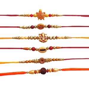 USA HOUSE Set of 6 Rakhi Thread. Raksha bandhan Gift for Your Brother Rakhi for Brother, Rakhi Bracelet, Raksha Bandhan Rakhi, Raksha Bandhan Festival (Thread Multi Colour)