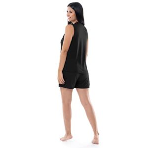 Fruit of the Loom Women's Breathable Tank Top and Short 2 Piece Sleep Set, Black, 2X