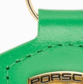 Porsche Crest Keychain Python Green Leather Key Ring for Keyfob Limited Edition