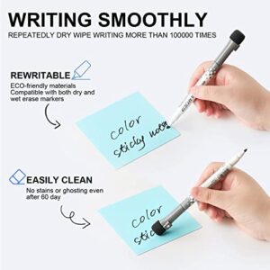KopYoeHn Dry Erase Sticky Notes, Reusable Whiteboard, Colorful Stickers for All Smooth Surfaces, Washable, Removable, Great for Office, Home, Eco-Friendly, 4X4 inch, 12 Pack