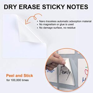 KopYoeHn Dry Erase Sticky Notes, Reusable Whiteboard Stickers for All Smooth Surfaces, Washable and Removable Easy to Post for Office, Home, Classroom, 4X4 inch, 6 Pack