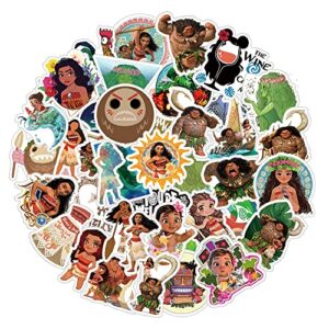 52pcs moana stickers，cartoon aesthetic vinyl waterproof sticker decals for water bottle, laptop, phone, scrapbook, journaling gifts for kids toddlers teens girls adults birthday party supplies favors…