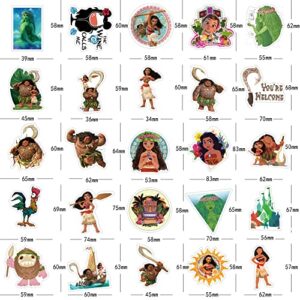 52Pcs Moana Stickers，Cartoon Aesthetic Vinyl Waterproof Sticker Decals for Water Bottle, Laptop, Phone, Scrapbook, Journaling Gifts for Kids Toddlers Teens Girls Adults Birthday Party Supplies Favors…