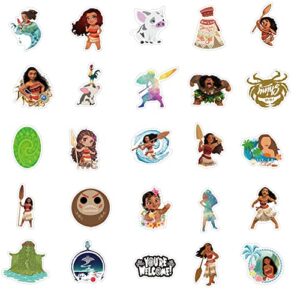 52Pcs Moana Stickers，Cartoon Aesthetic Vinyl Waterproof Sticker Decals for Water Bottle, Laptop, Phone, Scrapbook, Journaling Gifts for Kids Toddlers Teens Girls Adults Birthday Party Supplies Favors…