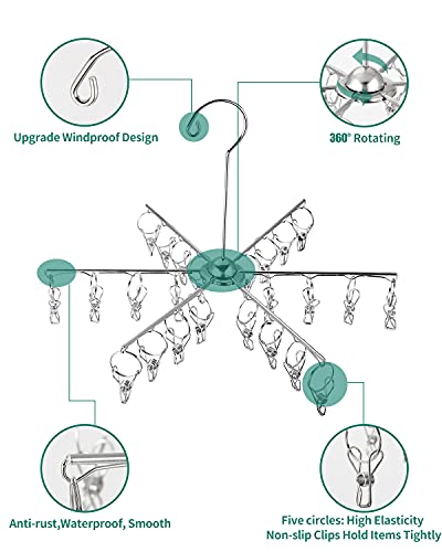 WYCQKL 40 Pack Metal Hangers and 2 Pack Total 48 Clips Laundry Drying Rack