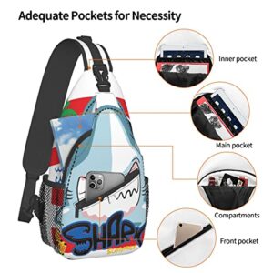 Shark Sling Bag Crossbody Women Men Travel Chest Backpack Leisure Sports Outdoor Running Hiking