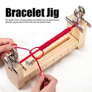 Jig Bracelet Maker Wooden Frame, Wooden Bracelet Jig U Shape Clear Scale with 2 Clamps Adjustable Length, Bracelet Braiding Tool for Kit DIY Hand Knitting