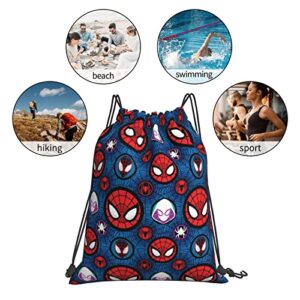 OUOUO Cool Superheros Drawstring Backpack Gym Bag Waterproof Training Gymsack Sport Strap Pack for Girls Boys Teens, Blue