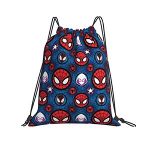 OUOUO Cool Superheros Drawstring Backpack Gym Bag Waterproof Training Gymsack Sport Strap Pack for Girls Boys Teens, Blue