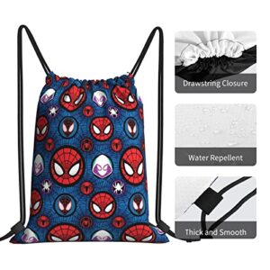 OUOUO Cool Superheros Drawstring Backpack Gym Bag Waterproof Training Gymsack Sport Strap Pack for Girls Boys Teens, Blue