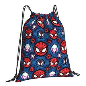 OUOUO Cool Superheros Drawstring Backpack Gym Bag Waterproof Training Gymsack Sport Strap Pack for Girls Boys Teens, Blue