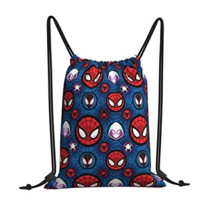 OUOUO Cool Superheros Drawstring Backpack Gym Bag Waterproof Training Gymsack Sport Strap Pack for Girls Boys Teens, Blue