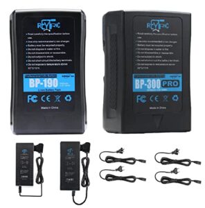 reytric 190wh and 300wh v mount/v-lock battery series with two d-tap charger 13400mah and 20400mah