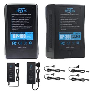 REYTRIC 190Wh and 300Wh V Mount/V-Lock Battery Series with Two D-Tap Charger 13400mAh and 20400mAh