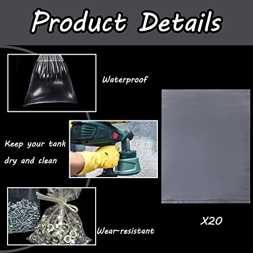 20 Pack Paint Sprayer Bags 7.8 X 11.8 Wagner Paint Sprayer Liners Clear Flat Open Poly Bags Spray Gun Bag for Wagner Paint Sprayers HVLP Paint Sprayer Accessories