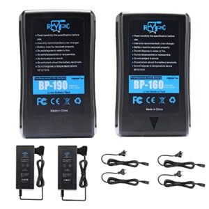 reytric 190wh and 154wh v mount/v-lock battery series with two d-tap charger 13400mah and 10400mah