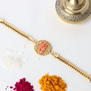 CHERKRAFT Rakhi for Brother Floral Fancy Rakhi Thread for Men/Boy Raksha Bandhan (Design 4, Standard)