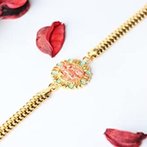 CHERKRAFT Rakhi for Brother Floral Fancy Rakhi Thread for Men/Boy Raksha Bandhan (Design 4, Standard)