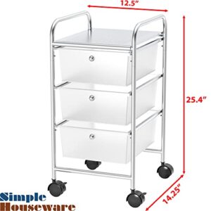 SimpleHouseware Utility Cart with 3 Drawers Rolling Storage Art Craft Organizer on Wheels