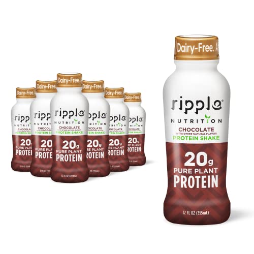 Ripple Vegan Protein Shake, Chocolate 12 Fl Oz (12 Pack) & Ripple Vegan 8 oz Dairy-Free Milk, Chocolate (12 Pack) | 24 Pack