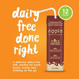 Ripple Vegan Protein Shake, Chocolate 12 Fl Oz (12 Pack) & Ripple Vegan 8 oz Dairy-Free Milk, Chocolate (12 Pack) | 24 Pack