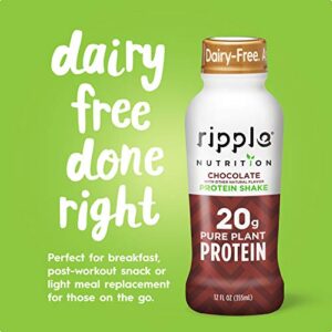 Ripple Vegan Protein Shake, Chocolate 12 Fl Oz (12 Pack) & Ripple Vegan 8 oz Dairy-Free Milk, Chocolate (12 Pack) | 24 Pack