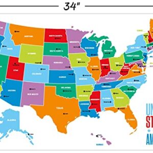 Map - United States of America 2022 Wall Poster with Push Pins