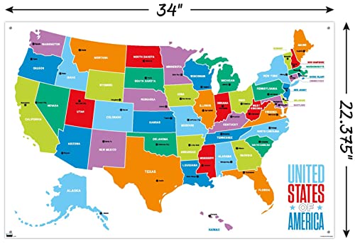 Map - United States of America 2022 Wall Poster with Push Pins