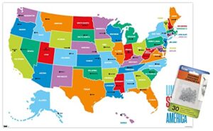 map - united states of america 2022 wall poster with push pins