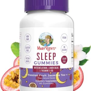 MaryRuth's Melatonin 5mg Sleep Gummy with L-Theanine | Lemon Balm | Vitamin B6 | Sugar-Free | Relaxation | Vegan | Non-GMO | Gluten Free | 60 Count