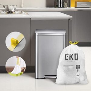 eko easy-dispense roll of 60 count extra-strong drawstring kitchen trash bags - 13 gallon garbage bags (40l-60l) 60 pack