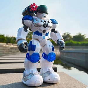 yesta large rc smart robot toys for kids,remote control singing,dancing and battle,moonwalking,gesture sensing,soft darts shooting,programmable interactive,gift present for 3 4 5 6 7 8 year old kids.