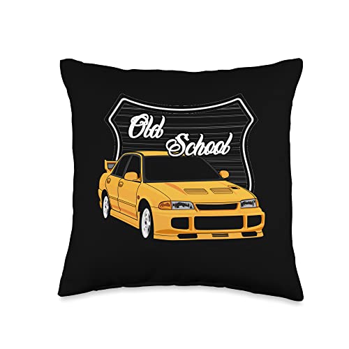 Vintage Hot Rod, Vintage Lowriders, Classic Muscle Import Racer, Japanese Tuner Car, Men's Old School Hot Rod Throw Pillow, 16x16, Multicolor