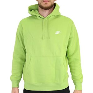 nike men's sportswear club fleece hooded long sleeve top, vivid green/vivid green/white, xl