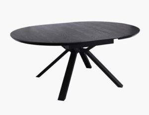 acanva extension oval/round dining table for 6, expandable butterfly leaf & sturdy base, suit for kitchen, living room & apartment, 51.2”w(+19.7”) x 51.2”d x 30.1”h, black