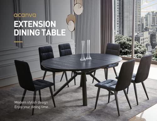 Acanva Extension Oval/Round Dining Table for 6, Expandable Butterfly Leaf & Sturdy Base, Suit for Kitchen, Living Room & Apartment, 51.2”W(+19.7”) x 51.2”D x 30.1”H, Black