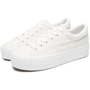 thatxuaov womens platform sneakers white tennis shoes casual low top fashion sneakers(white,us7