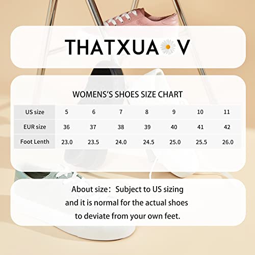 THATXUAOV Womens Platform Sneakers White Tennis Shoes Casual Low Top Fashion Sneakers(White,US7