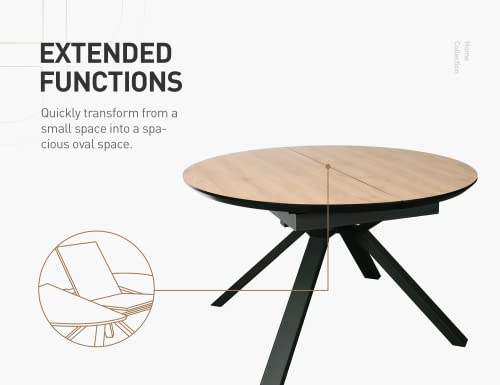 Acanva Extension Oval/Round Dining Table for 6, Expandable Butterfly Leaf & Sturdy Base, Suit for Kitchen, Living Room & Apartment, 51.2”W(+19.7”) x 51.2”D x 30.1”H, Light Oak