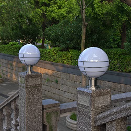 JSBDPHW Outdoor Spherical Fence Pillar Lamp Waterproof IP55 Simple Style E27 Post Light Villa Gate Column Light Courtyard Garden Lawn Base Landscape Light