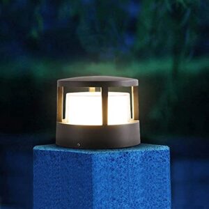 JSBDPHW Simple Metal Small Pillar Lamp Outdoor Waterproof Column Light LED Light Source Garden Wall Gate Post Light Villa Lawn Light Landscape Light