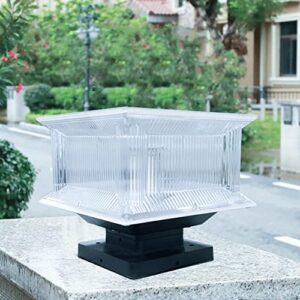 JSBDPHW LED Solar Pillar Lamp Courtyard Garden Wall Column Light Acrylic Lampshade Outdoor Waterproof Square Post Light Lawn Base Landscape Light