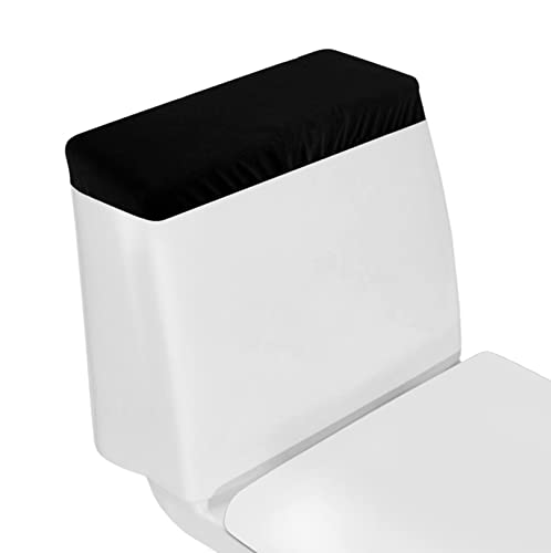 AZHCHKE Toilet Tank Lid Cover, Bathroom Stretch Washable Spandex Toilet Tank Protector Cover with Elastic Bottom, Black