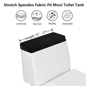 AZHCHKE Toilet Tank Lid Cover, Bathroom Stretch Washable Spandex Toilet Tank Protector Cover with Elastic Bottom, Black