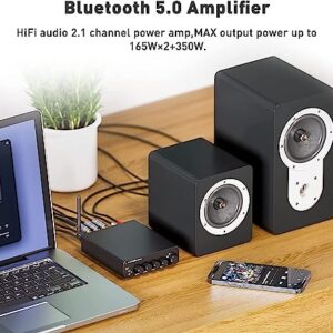 Fosi Audio BT30D Pro TPA3255 Hi-Fi Bluetooth 5.0 Stereo Audio Receiver Amplifier 2.1 Channel Mini Class D Integrated Amp 165 Watt x2+350 Watt for Home Outdoor Desktop Bookshelf Speakers/Subwoofers