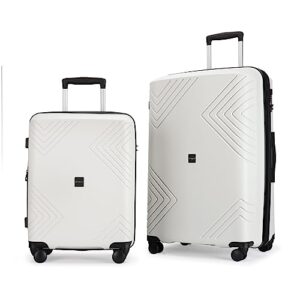 ginzatravel rune series expandable 2 luggage sets,lightweight hardside suitcase with spinner wheels tsa lock,pp material business fashion suitcase (white, 2-piece set(20"/28"))