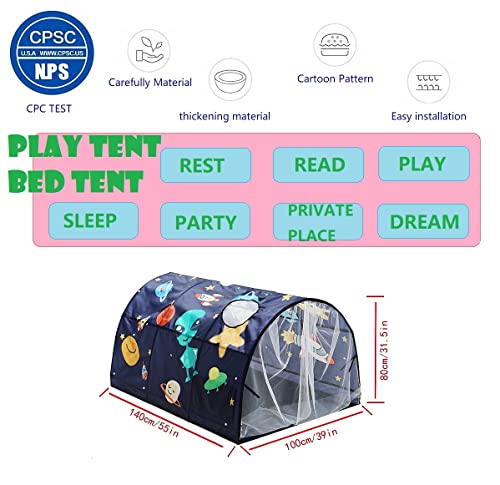 Upgrate Bed Tent Boys Girls Dream Canopy Tents for Toddlers Bed Tent Twin with Net Curtain 55"×39"×31" Privacy Space Portable Play Tent for Kids Indoor Outdoor (Space A)